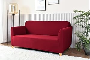 Homebliss Sofabezug 3 Sitzer, Sofa Überzug Stretch Universal Elastisch, Couch überzug Sofa Cover 3 Sitzer (180-220cm) Burgundisch