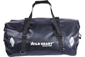 WILD HEART 5L 66L 77L Borsa da Moto Borsone da viaggio,Motociclismo, Ciclismo, Escursionismo,Campeggio(100L, nero)