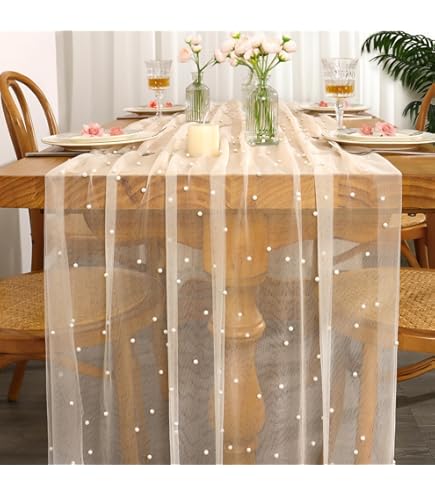 Artoid Mode Tafelloper, gaas, lichtbruin, tule, tafelloper, 150 x 300
