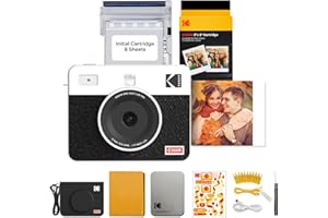 KODAK Mini Shot 3 Retro 4PASS 2-in-1 Instant Camera and Portable Photo Printer (7.6 x 7.6 cm) plus Gift Package with 68 Sheets, White