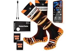 Aragallant Calze Riscaldate a Batteria, 5000mAh/5V Max. Calzini Riscaldati con 4 Temperature, USB Riscaldati Scaldapiedi Elettrico Calze per Uomo Donna L'inverno l'intero Plantare