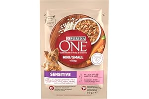 PURINA ONE Mini/Small Sensitive mokra karma dla małych psów, bogata w łososia i ryż, 26 sztuk (26 x 85 g)