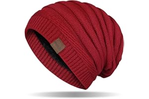 HAMUNI Mütze Damen, Atmungsaktiv Strickmütze Herren, Warme Wintermütze Damen, Street Style Slouch Beanie Mütze Herren, Klassische Unisex Winter Mütze mit Weichem Bequemem Fleece Innenfutter