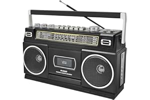 CTDZLED Kassettenspieler mit Bluetooth & Radio (AM/FM/SW) | Digitalisierung von Kassetten auf USB | Stereo Sound,10W, Kassettendeck, USB/TF-Wiedergabe, Netz-/Batteriebetrieb Boombox, Kopfhöreranschluss