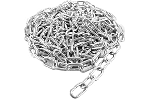 ASelected 5M Heavy Duty Galvanized Chain 5Mm Stainless Steel Chain Links, Gate Chain Lock for Outdoor Fences, Pet Cages, Horse Goat Cow Corral Supplies,Silver