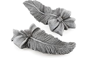 com-four® 2X décoration funéraire Plume avec Ruban - Pierre de deuil élégante Symbole d’Espoir, de réconfort et de proximité avec Les Anges - Ornement de cimetière résistant (2 pièces - Ressorts)