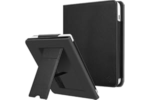 FINTIE Étui Compatible avec 7" Kobo Libra Colour 2024 / Kobo Libra 2 2021, Coque Liseuse Housse de Protection avec Béquille Fente pour Carte et Dragonne, Noir