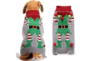 TENGZHI Pet Dog Christmas Sweater,Embroidered Reindeer Elf Clown Turtleneck Dog Ugly Sweaters christmas jumper For Small Medium Large Dogs,Knitwear Winter WarmPuppy Cat Xmas Clothes Costume