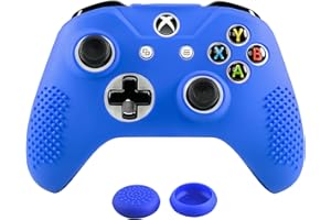 ‎EXTREMERATE eXtremeRate Xbox One S/Xbox One X Controller Schutzhülle Silikon Hülle Case, 2 Thumbstick Analog Sticks Thumbgrips für Microsoft Xbox One S X Controller(Blau)