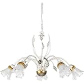 Lampadario Forgiato 3 Luci Ferro Marrone E Oro Vetro Bianco | Leroy Merlin