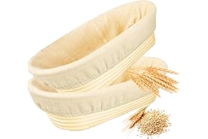 DeJivsin 2 Banneton pour pain ovales de 25 cm, panier de fermentation pour pain, corbeille à pain ovale en rotin durable pour la cuisson du pain, les accessoires de pâtisserie