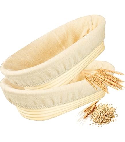 Banneton Boulangerie Banneton à Pain, Panier De Fermentation Du Pain, 25x15x8 Cm Paniere à Pain Longue Et Ovale, Avec Tissu En Lin Panier En Rotin Résistan, Brotform En Bread Proofing Basket