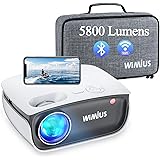 Proyector WiFi Bluetooth, WiMiUS 5800Lux Proyector Portátil WiFi Bluetooth Soporta 1080P Full HD, Mini Proyector Cine en Casa