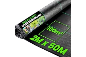 Green Thumbz Telo Anti Erbacce - Telo Pacciamatura (2m x 50m) 100gsm - Resistente Telo Pacciamatura Orto - Telo per Orto Anti Erbacce per Paesaggi da Giardino, Telo per Pacciamatura per Aiuole, Nero