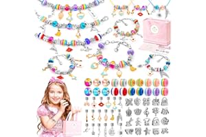 CGBOOM zestaw bransoletek z charmsami, zestaw do samodzielnego wykonania, dla dziewczynek, biżuteria DIY, prezent na Boże Narodzenie, prezent dla dziewcząt, w wieku 5-13 lat