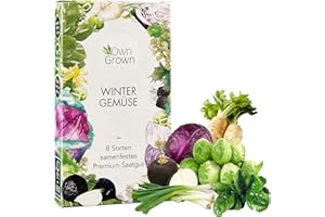 Winter Gemüse Samen Set : 8 Sorten Saatgut Set für die Wintergemüse Anzucht – Porree Samen, Rotkohl Samen, Rosenkohl Samen, Schwarzwurzel Samen, Spinat Samen, Lauch Samen – OwnGrown Samen Winterhart