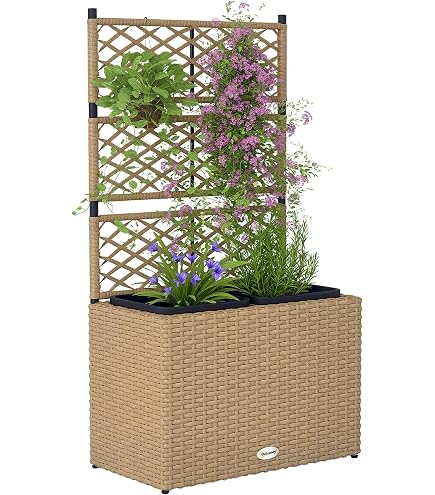 Jardinière avec Treillis - Bac à Fleurs - Jardinière sur Pied - Pot de fleurs en treillis 3 pots
