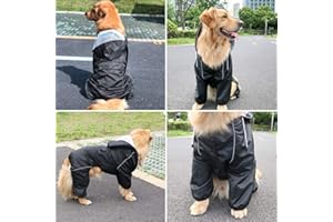 Idepet Imperméable pour Chien avec Capuche et Trou de col,Poncho de Pluie pour Chien Hoodies réfléchissants pour Chiens de Petite Taille et de Grande Taille