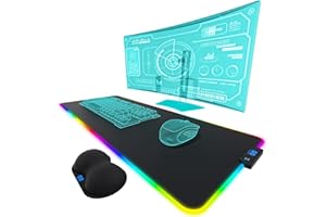 Everlasting Comfort Large Gaming Mouse Pad - 15 Color Modes with 2 Brightness Levels - RGB Mouse Pad for Gamers - Extra Long Desk Pad with Mousepad Wrist Rest - XL, Big, Extended LED Light Mat