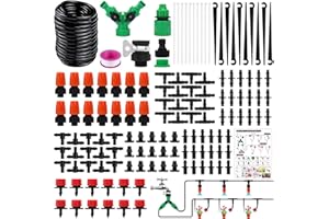 NAEBRO Drip Irrigation System 209Pcs Garden Irrigation Systems, Automatic Drip Irrigation Kits with 40M/130FT Drip Irrigation Hose, Greenhouse Watering Systems Plant Watering System for Lawn, Garden, Patio