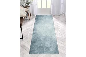 ZDYHMRJ Dywan, długi dywan na korytarz, antypoślizgowy, nadaje się do prania, 80 x 200 cm, bieżnik do kuchni, korytarza, niebiesko-szary, do sypialni, salonu, poliester, trwały, możliwość dopasowania dywanu,