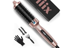 Terviiix Thermal Brush, 38MM Spazzola calda in tormalina ceramica, spazzola termica per capelli Display digitale Ferro arricciacapelli a 5 temperature, Spazzola arricciacapelli a doppia tensione