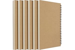 ZEONHEI 6 Stück A5 Skizzenbuch mit Spiralbindung, 120 Seiten / 60 Blatt Blanko Seiten Spiralgebundener Skizzenblock Kraft Cover A5 Spiral Notizbuch, Schreibblock Zeichenblock für Memos, Malen