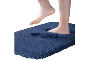 ROLIZOE Ultra gruby dywanik łazienkowy do łazienki, antypoślizgowa mata łazienkowa, wysoce chłonna, dywanik łazienkowy, super miękki dywanik przy łóżku, dywan z mikrofibry, 60 x 90 cm, granatowy