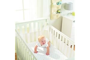 BreathableBaby Breathable Mesh Liner For Cot Beds — Covers 4 Sides — Classic — 3 mm — Ecru — Long + Short Panels — Non-Padded Single Layer — Safer Than a Crib Bumper — UK/EU Safety Tested