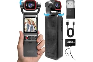 NinjaCam 4K Bodycam, Videocamera con Stabilizzazione, Fotocamera Sportiva Touchscreen, POV Camera per Viaggi, Action Cam Portatile, Video & Audio Mini Vlog Telecamera, 64 GB Inclusi
