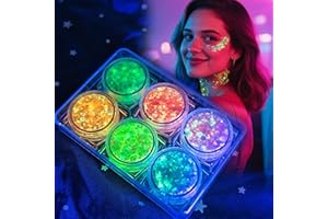 BOLUOBOLUOMI Festival Glitzer Gesicht, 6 Farben Fluoreszierendes Chunky Sequin Face Body Glitter Festival Zubehör Accessoires Gadget,Geeignet für Partys, Halloween, Karneval, Make-up-Balls usw.