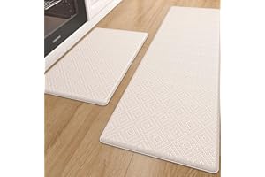 Color&Geometry 44x75+44x150cm Alfombrilla Cocina Lavable Antideslizante, Alfombra vinilica Cocina, antifatiga, Antideslizante, Alfombra de Cocina Acolchada con Espuma para Estar de pie, cómoda, Beige