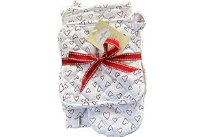 OM DOLCE CASA Set Cucina 5 Pezzi Cestino Portapane Coppia Presine Guantone Strofinaccio 100% Cotone (Pois)