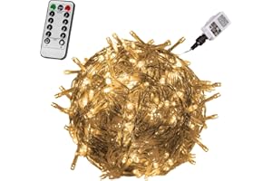 ‎VOLTRONIC VOLTRONIC LED Lichterkette, IP44, Modell- und Farbwahl, 50 LEDs, Transparentes Kabel, warmweiß, Fernbedienung