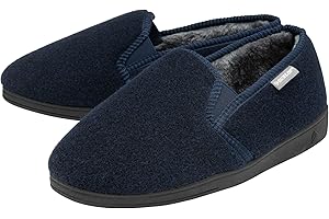 DUNLOP Mens Twin Gusset Full Back Comfy Fur Lined Memory Foam House Slippers with Outdoor Soles