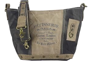 Sunsa Damska torba na ramię torebka płócienna ze skórą. Duża torba w stylu vintage Crossbody/torba na ramię, pomysły na prezent dla kobiet/dziewcząt, zrównoważone produkty 52215, beżowy, 31-39x24x11