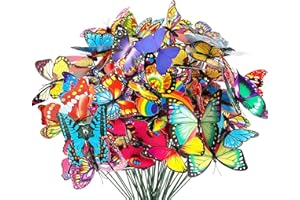 Allazone 60 Pz Jardín Mariposas, Coloridos de Mariposas, Estacas de Mariposa Impermeables para Exteriores Patio Plantador Maceta Primaver Jardín Decoración