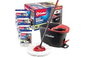 O-Cedar Mop und Eimer Frustfreie Verpackung Microfiber Floor Cleaning System Spin Mop and Bucket with 4 Extra Refills