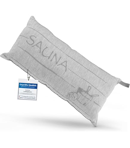 FinTec Cuscino Da Sauna A Strisce Rosse 40x26 Cm, 70% Lino E 30% Cotone, Imbottitura In Fibra Cava, Lavabile E Traspirante