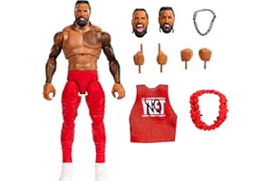 Mattel WWE Ultimate Edition Action Figure & Accessories Set, Jimmy USO 6" da collezione, teste e mani intercambiabili, 30 punti di articolazione