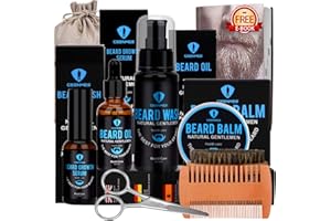 CEENWES Bartpflege Set Geschenke 9-teilig für Bartpflegeset Männer mit Kostenlos Bartshampoo,Bartöl Bartbalsam Bartkamm Bartbürste Bartschere Bartpflege Herren Bartwuchsmittel Bart Set