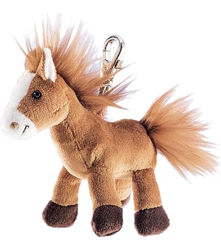 Porte-clés Ponette Lorenzo NICI - Peluche Douce 10cm | Cadeau Adorable Cheval Gris-Brun