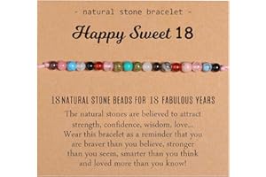 XKUZRWE Natural Crystal Milestone Birthday Bracelet Gifts for Girls Women, Happy Birthday Adjustable Bracelets Present Christmas Gift for Daughter Granddaughter Niece Sister Friends Mom Auntie