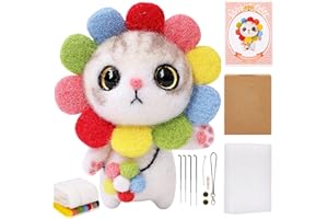 JSRQT Nadelfilz Set Katze, Wollfilz Nadelfilz Set mit Wollfilz Werkzeuge, Wollfilz Set für Anfänger, Nadelfilzen Starter Set für Erwachsene, Wollfilz Set für Katzenliebhaber mit Geschenkbox