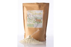 ‎PUNTZELHOF ALLGÄUER DELIKATESSEN Puntzelhof Allgäuer Trinkmolke im Standbodenbeutel - 1x 1.000 g Süssmolke Molkepulver, ohne Zusätze, Deutsches Naturprodukt aus bester Milch - inklusive Messlöffel zur praktischen Dosierung