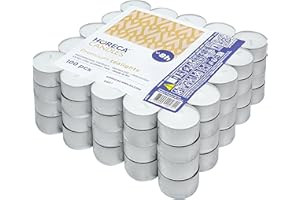 ‎HORECA CANDLES Horeca Candles - Teelichter 8 Stunden Brenndauer - Weiß - 100 Stück - Aluhülle - Kerzen zum Feiern, Deko, Hochzeit, Gastro, Party - Ohne Duft - Premium Qualitä