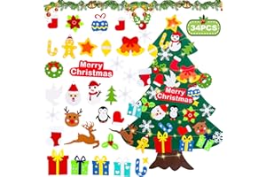 NISERELESA Albero di Natale in feltro, 1 metro DIY set di albero di Natale in feltro per bambini, decorazione natalizia con 34 ornamenti rimovibili, set fai da te, ideale per la casa, la porta, la parete