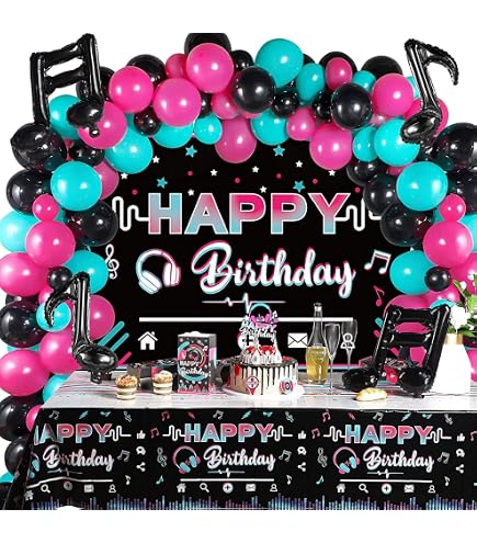 Kit Decorazioni Festa A Tema Note Musicali - Include Banner, Cake Topper, Cupcake Toppers E Palloncini Colorati