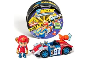 T-RACERS serie 2 – Coche y piloto sorpresa coleccionable, Coche desmontable por partes y con piezas intercambiables
