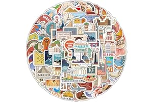 AFFOTO 100 Uds Mapas de Viaje Pegatinas para Botellas de Agua Portátiles,Maleta,Bicicletas,Patinetas,Monopatín,Guitarra,Casco,Equipaje,Coche,Travel Impermeable Stickers de Vinilo para Niños y Niñas
